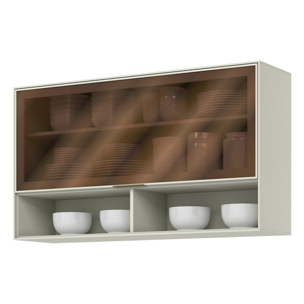 Armário Aéreo 1 Porta Basculante Vidro 120cm Fineze Henn