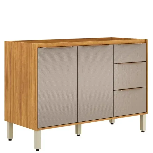 Balcão De Pia 2 Portas 3 Gavetas 120cm Sem Pia Em Mdf